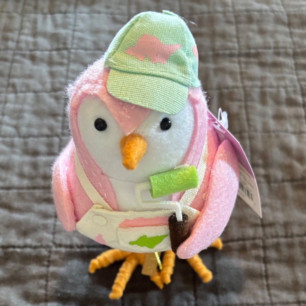 Spritz Scribble Pink Painter Bird Figurine Plush‎ Doll with Cap New